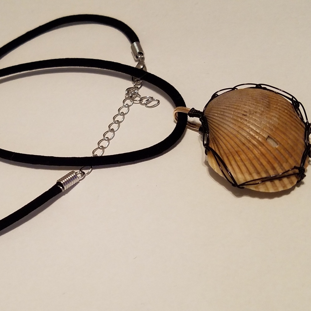 Handcrafted Wire Wrapped Shell Necklace - Picture 2 of 3